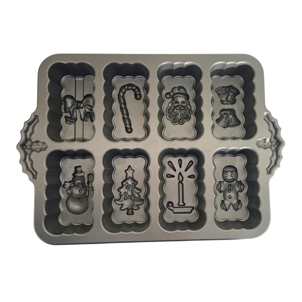 Nordic Ware Christmas Mini Bread Loaf Pan 8 Holiday‎ Designs 6 Cups